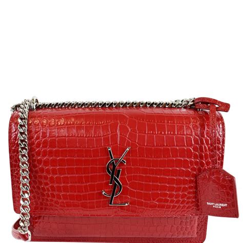 ysl red velvet bag|ysl crocodile crossbody bag.